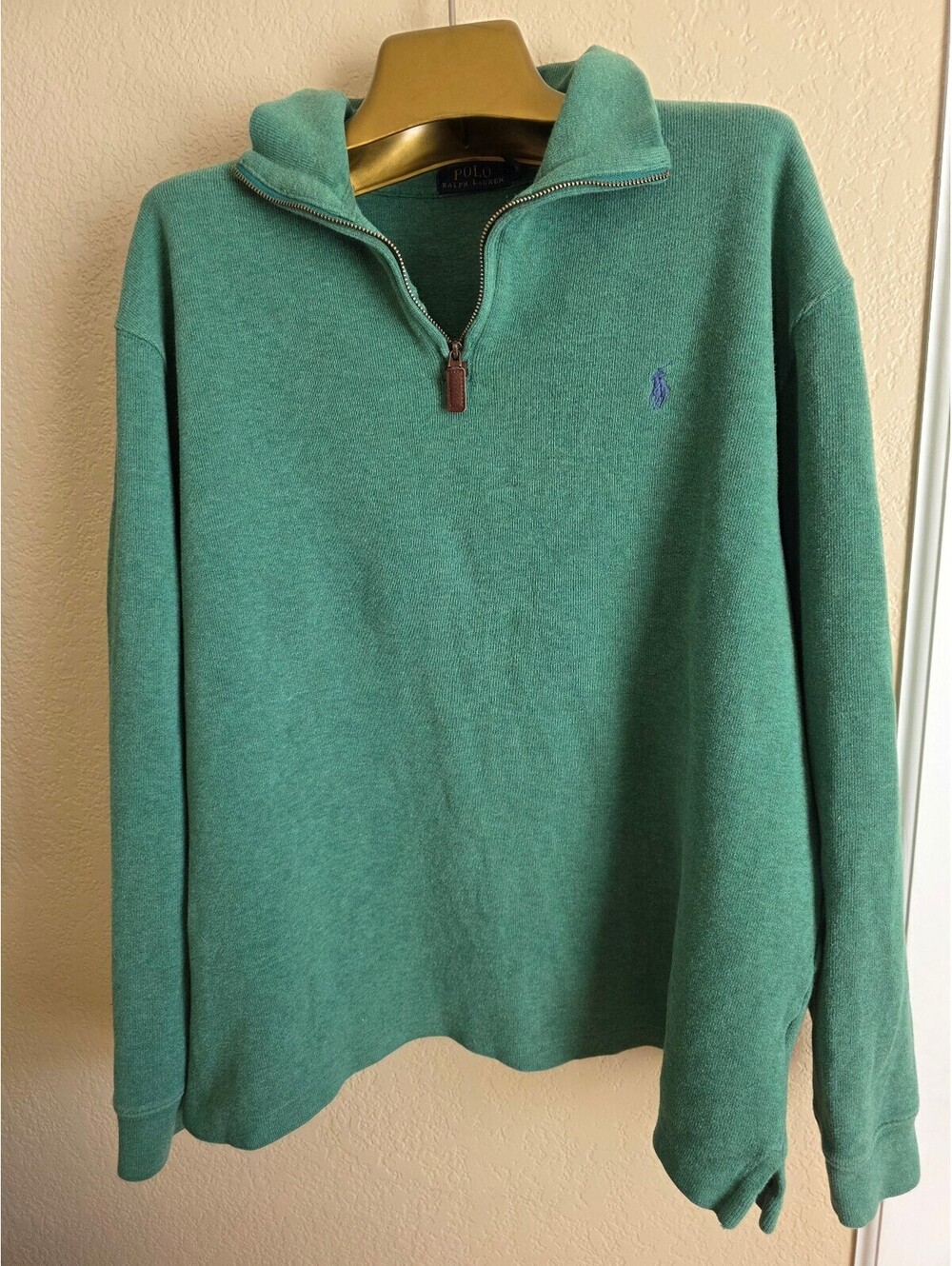 Polo Ralph Lauren Men's Green 1/4 Zip Pullover Sweater XL